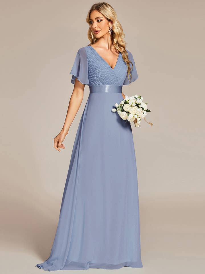 Ever-Pretty - Wholesale Gown – Women's - Double V-Neck Ruffles Chiffon Bridesmaid Dress78