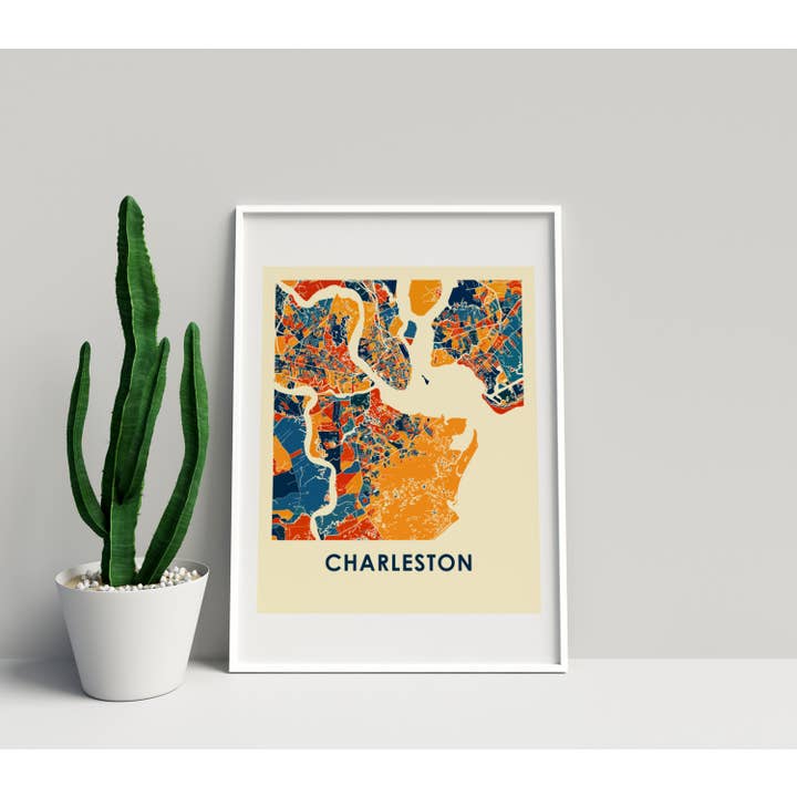 Carte Charleston Prussien 8" x 10" - Style Chroma pour la vente par ILIKEMAPS