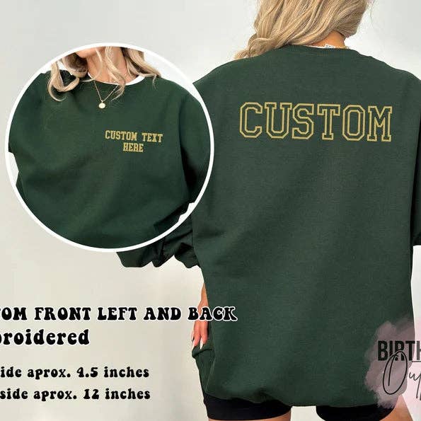 Camisola Varsity Bordada Personalizada Frente e Costas do Lado Esquerdo por atacado de BIRTHDAY OUTFITS