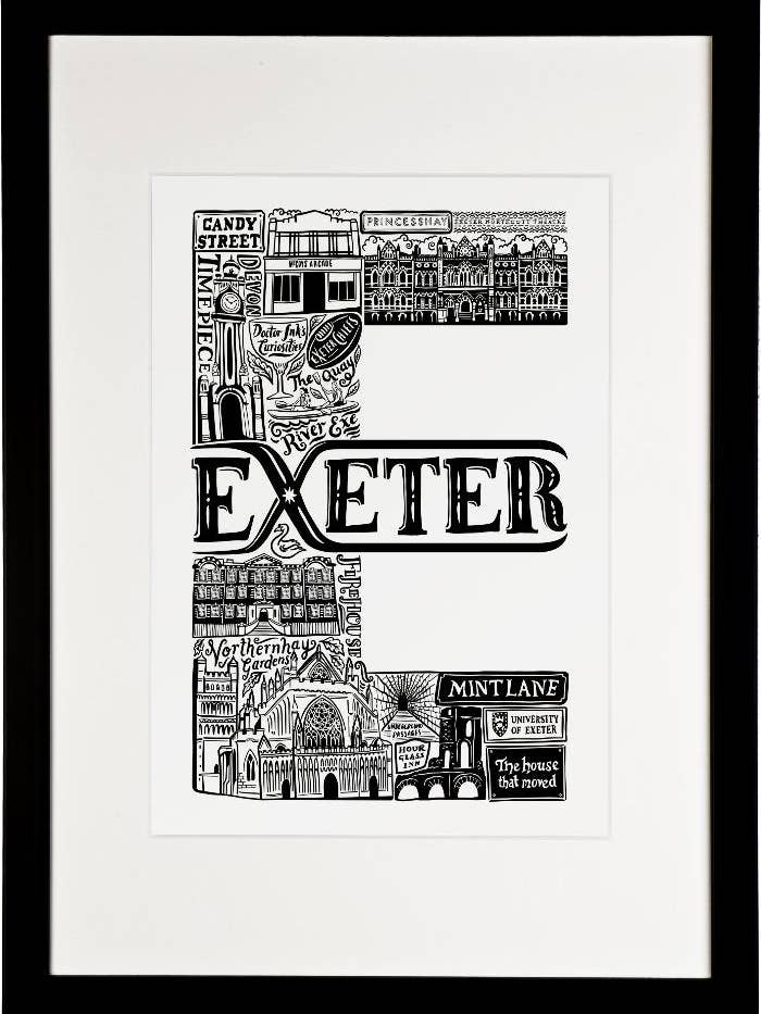 Exeter - Location Letter Art Print for wholesale by Lucy Loves This