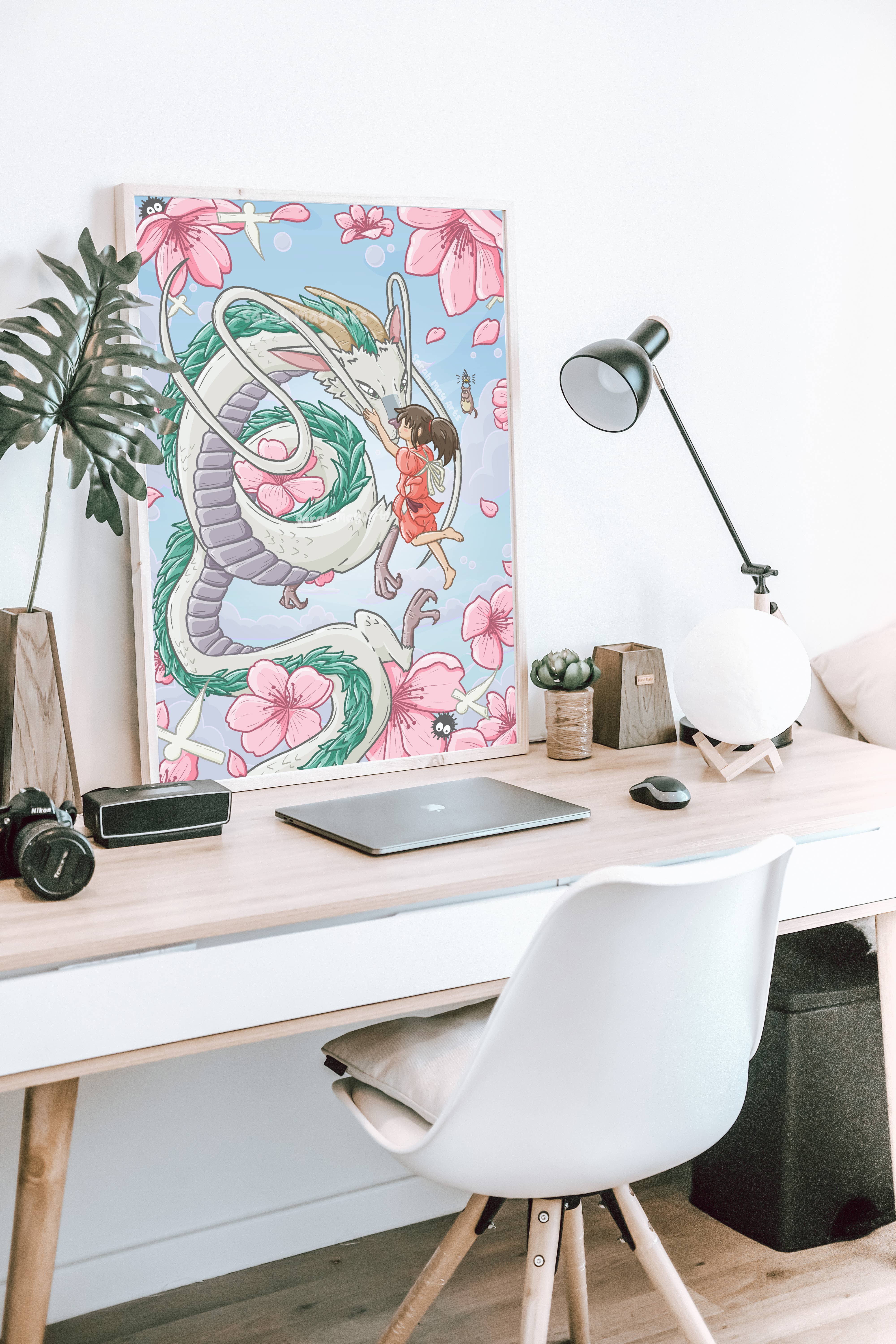 Sarah May Arts - Wholesale Art Print - Spirit Dragon Print | Fine Line Anime Floral Art6