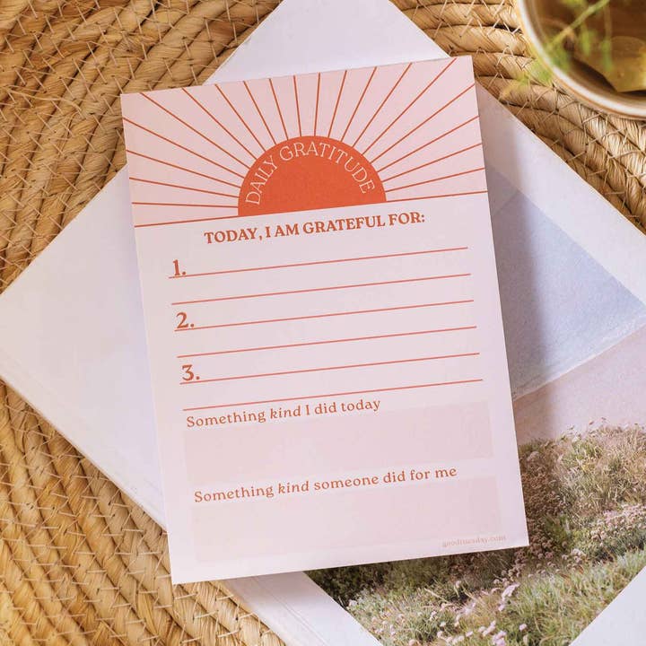 Daily Gratitude Pad | Sun Ray | A6 for wholesale by Good Tuesday (Once Upon a Tuesday)