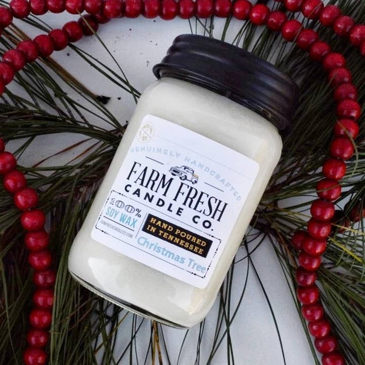 Christmas Tree Soy Candle for wholesale by Farm Fresh Candle Co.