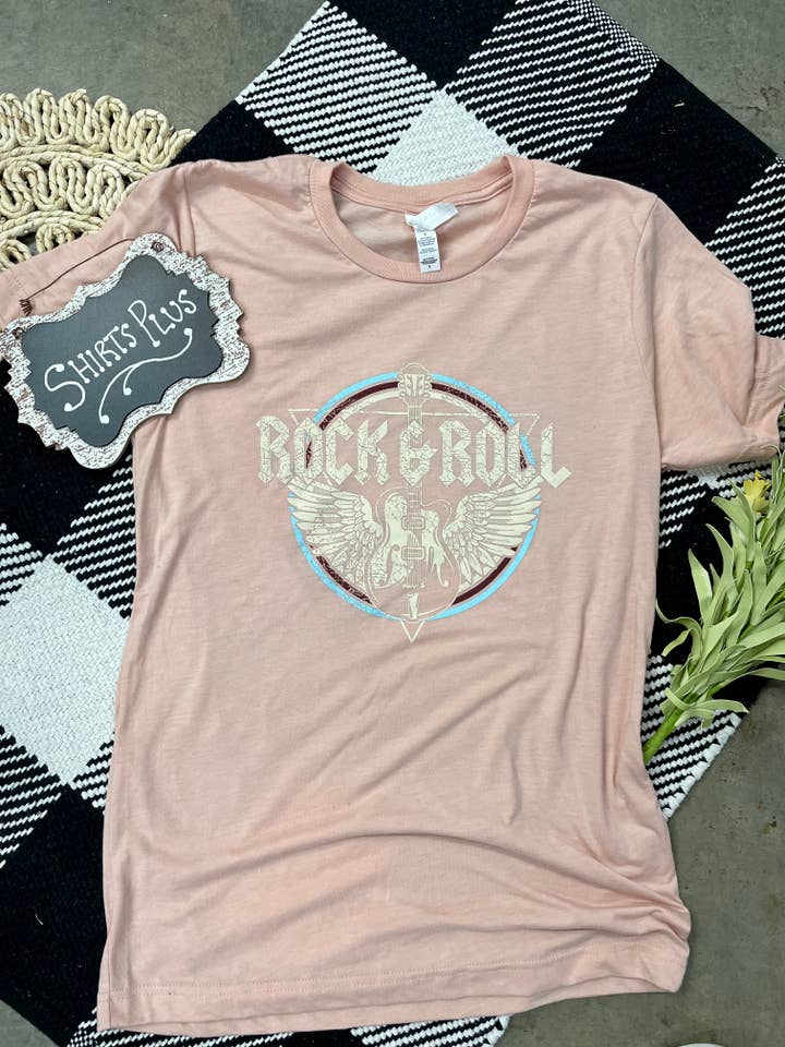 Rock N Roll Graphic Tee for wholesale by Shirts Plus, Inc.
