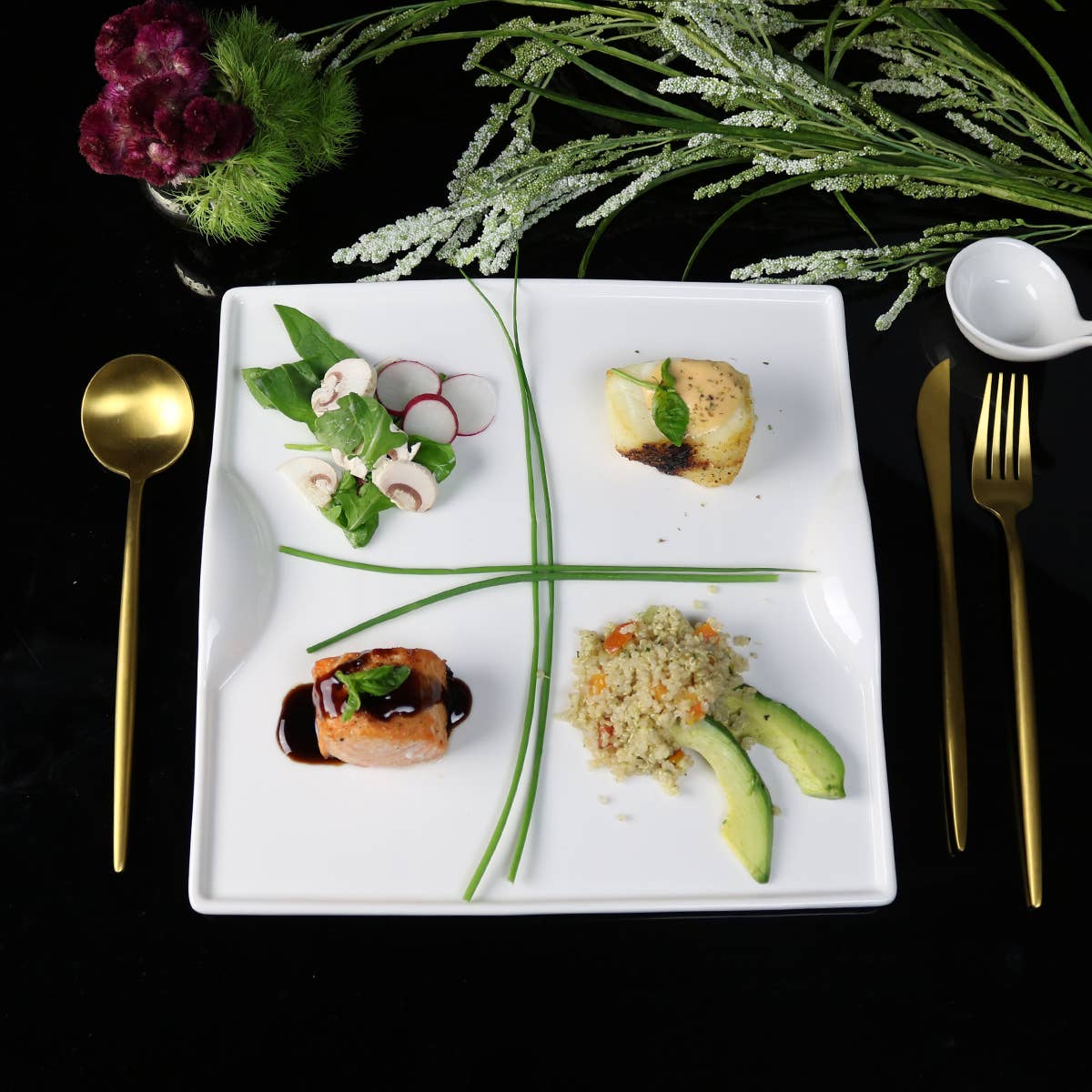 Little White Dish - Wholesale Dinnerware Set - Square Dinnerware Set - 20 Pcs11