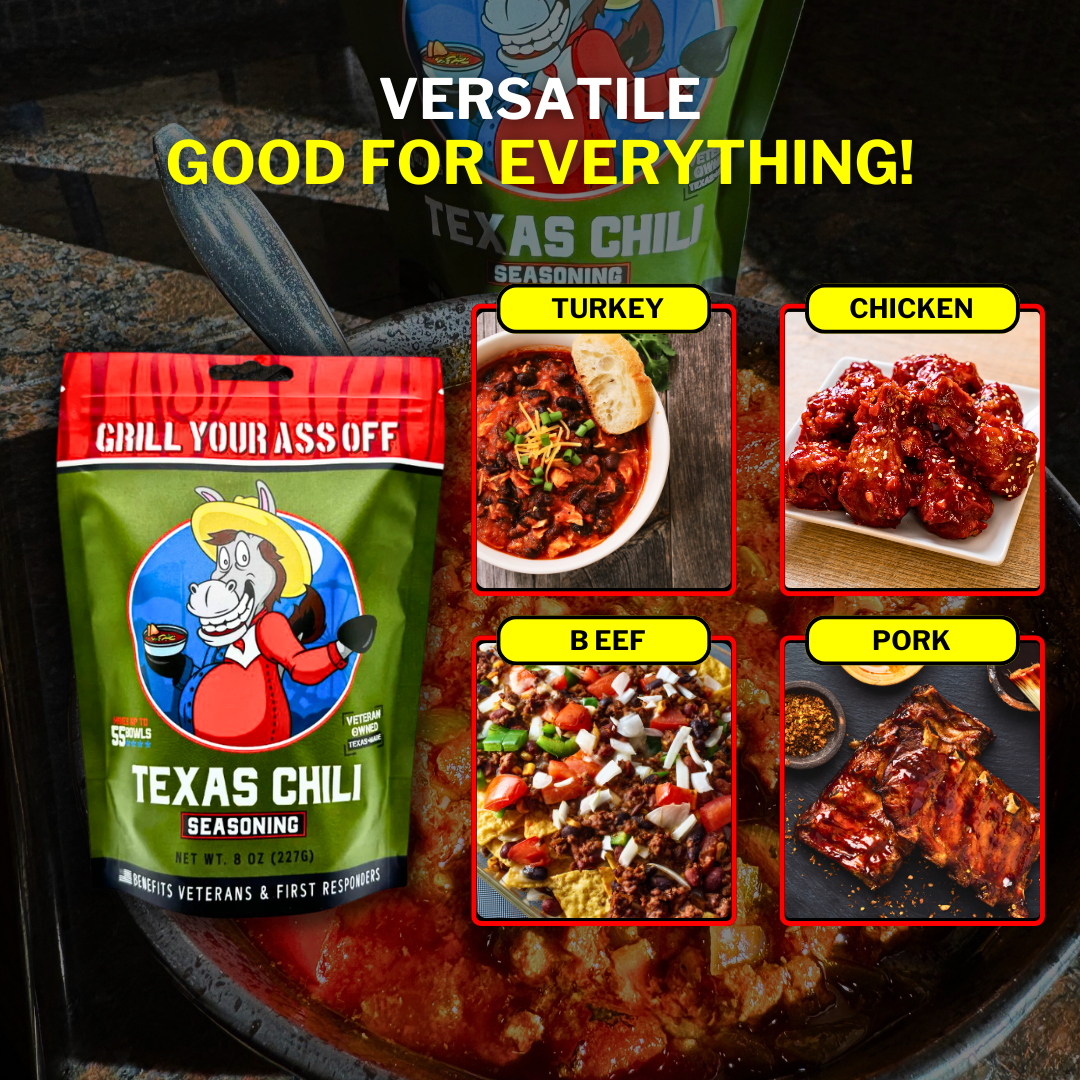 Grill Your Ass Off - Spices, Rubs, Seasonings, Sauces, Jerky - Wholesale Dried Spice Mix - Texas Chili-Classic Texas Chili Blend for Stews, Tacos & BBQ2