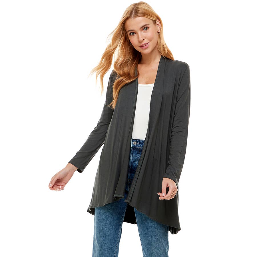 Azules Clothing - Venta al por mayor Cárdigan - Mujer - Cárdigan drapeado de manga larga con parte delantera abierta64