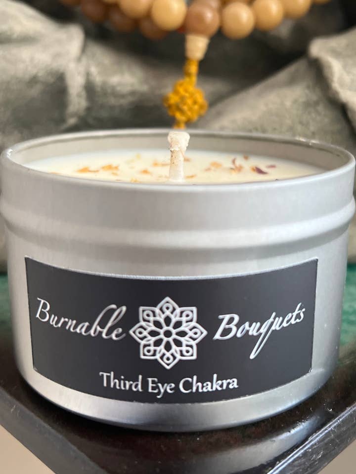 Third Eye Chakra Intention Candle for wholesale by Burnable Bouquets