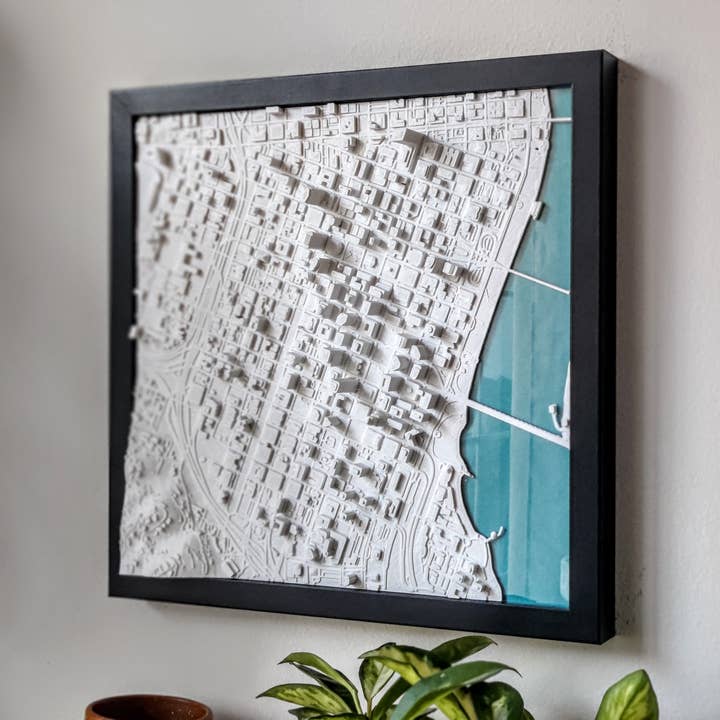 Portland 3D Stadskarta | 3D-byggnader väggkonst heminredning för wholesale av Micropolitan