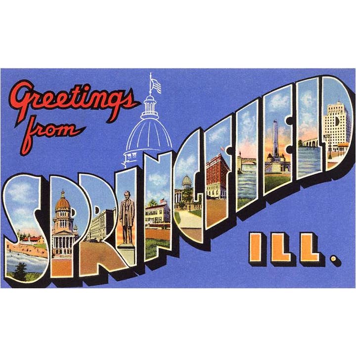 Magnet IL-10 Greetings from Springfield ,Illinois for wholesale by Found Image Press