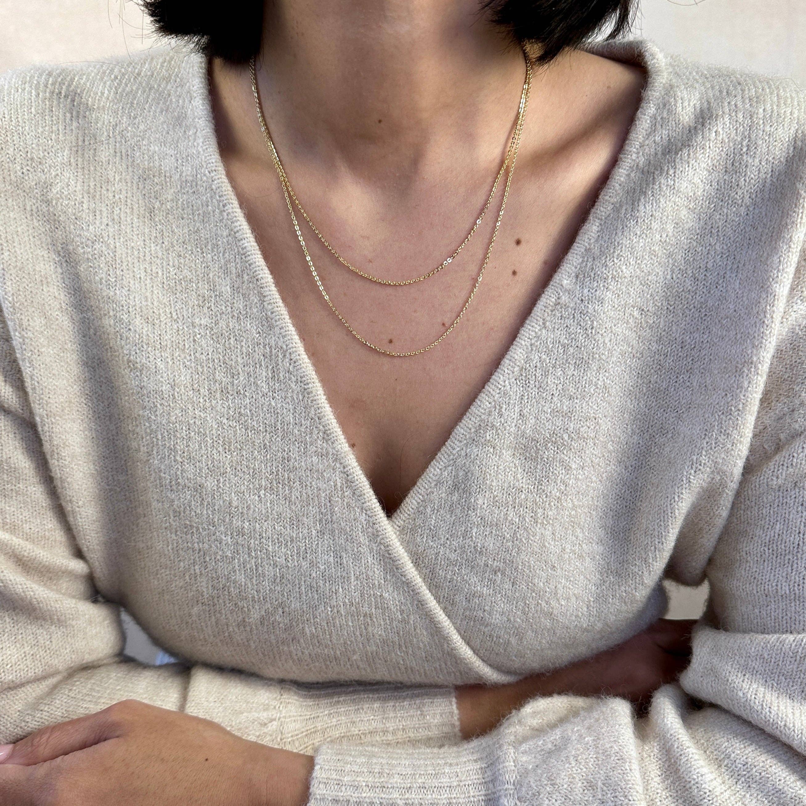 GoldFi - Wholesale Link & Chain Necklace - 18k Gold Filled 1.45mm Cable Chain1