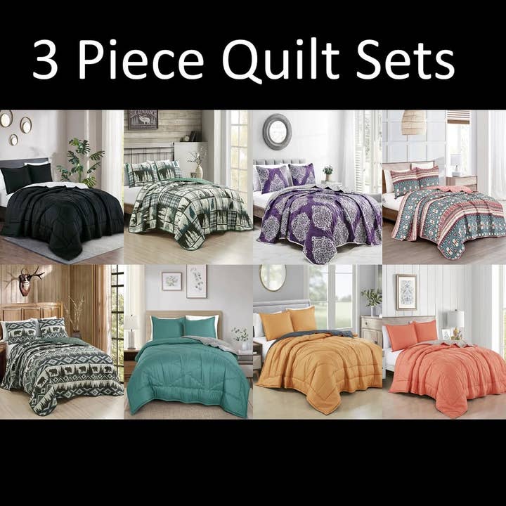 home mart goods - Wholesale Bedding Set - 5pcs Assorted Soft Plush Cozy Bed Quilt Sets Queen Size