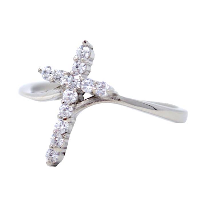 Strahlender Glaube CZ Kreuzring für den Großhandel von Karen Cole Timeless Treasures