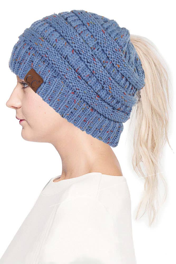 Hana - Wholesale Beanie - Women's - C.C Confetti Ponytail Messy Bun Beanie4
