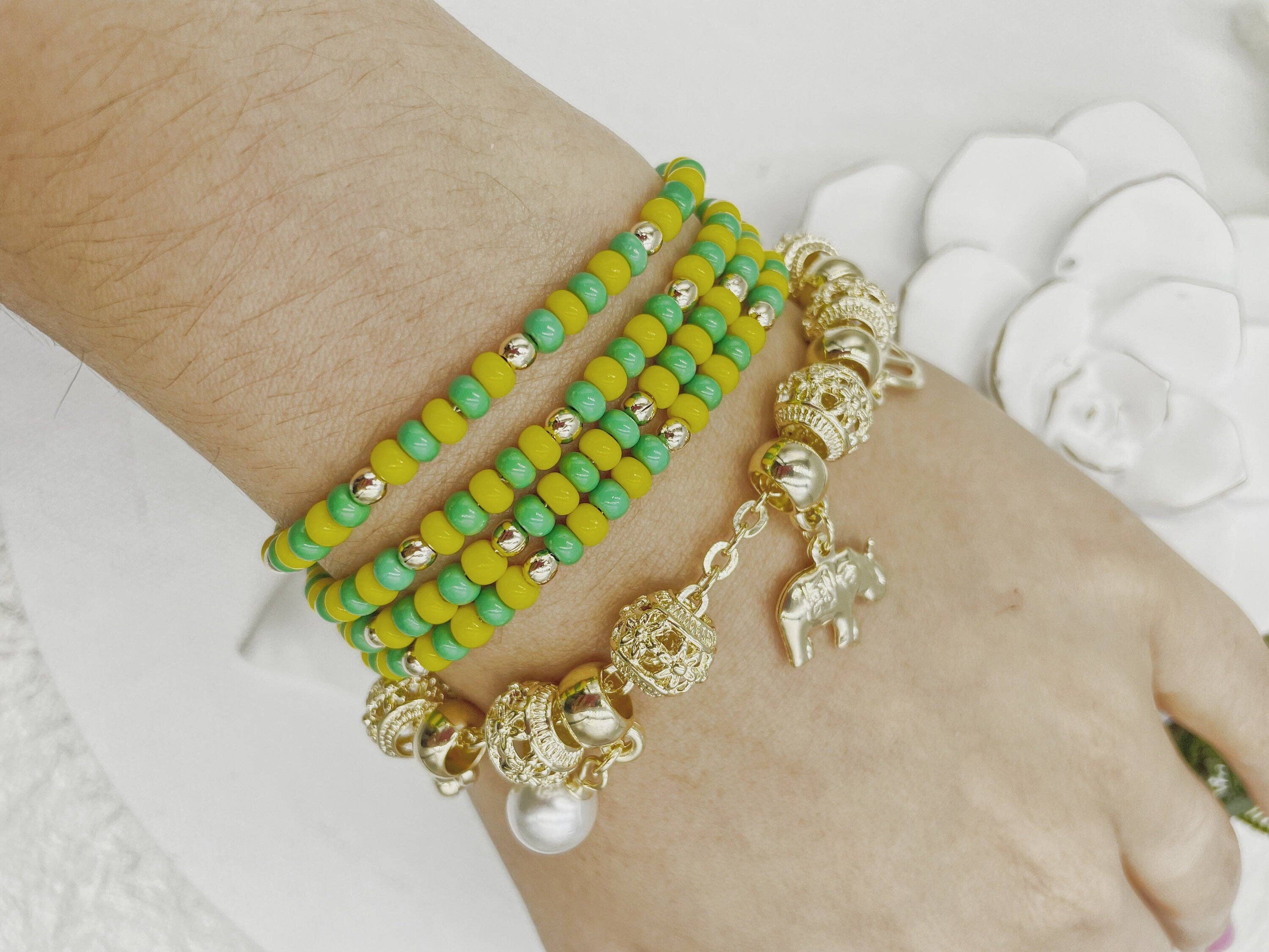 Cherie by Cherie - Wholesale Beaded Bracelet - Green & Yellow Beads Orula Bracelet6