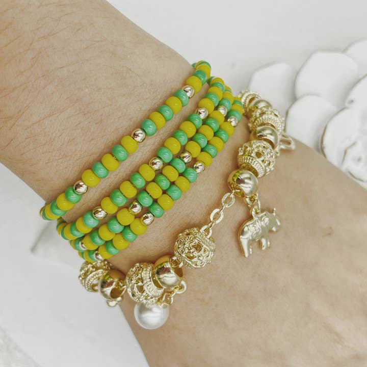 Cherie by Cherie – wholesale Beaded bracelet – Green & Yellow Beads Orula Bracelet6
