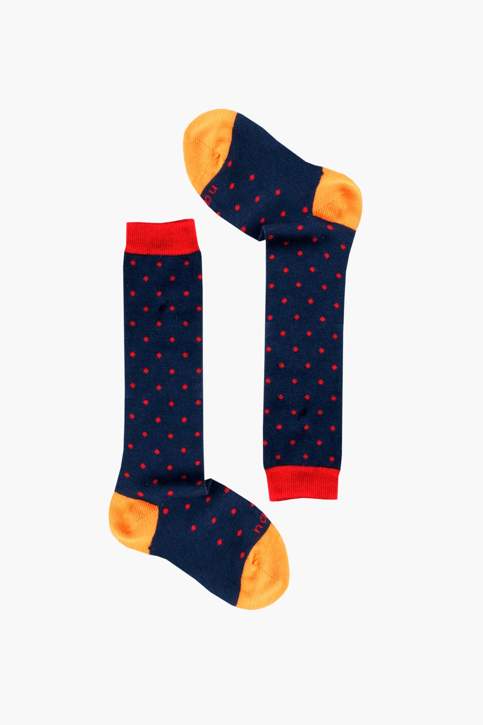 Naïve – wholesale Strumpor - Barn – Naïve smarta långstrumpor för barn i marinblått med röda prickar0