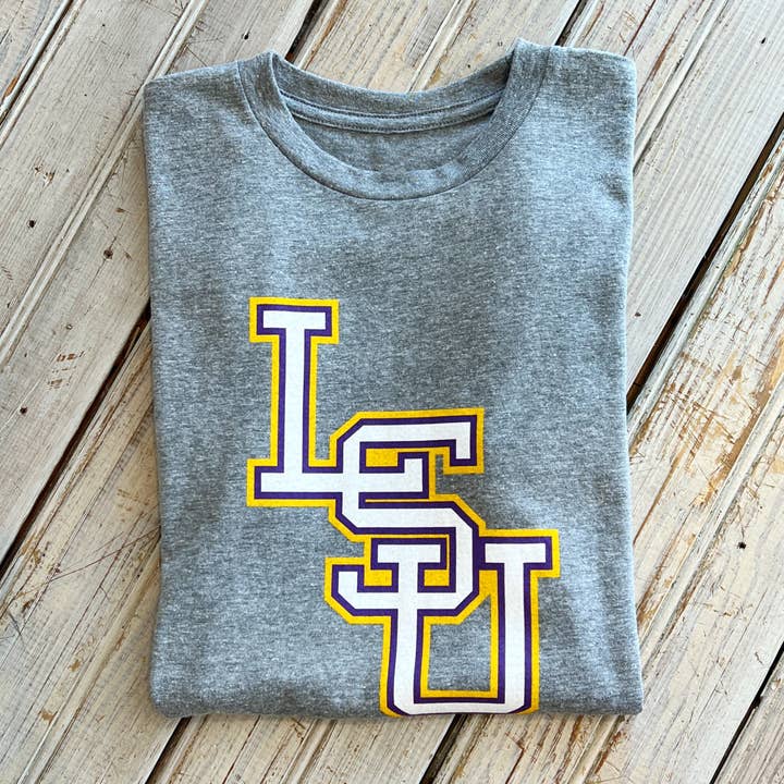 LSU Stablet Logo T-shirt-lys grå for engroshandel hos Nola Mercantile