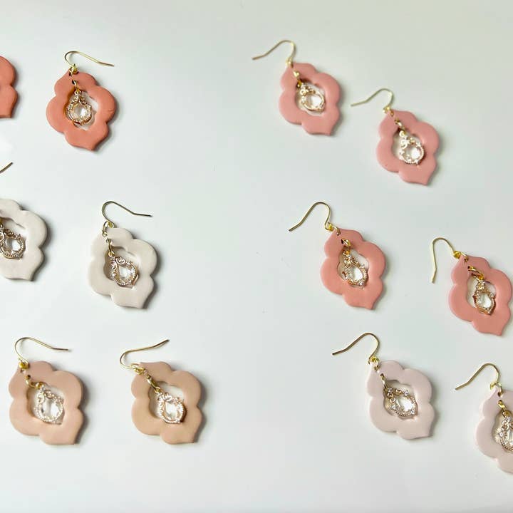 Neutral Clay Dangle Earrings for wholesale by Bella Brands Co