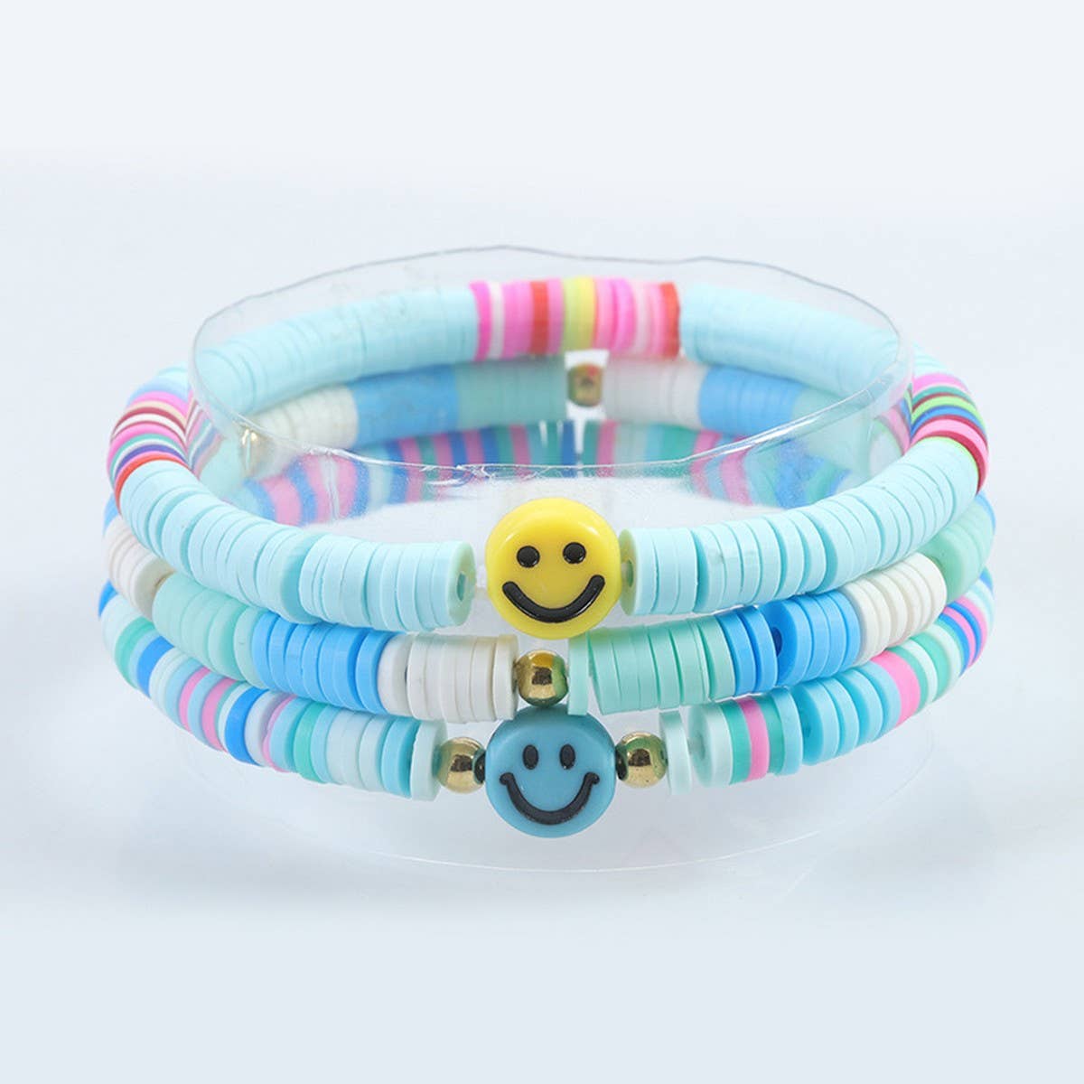 ACCITY - Wholesale Jewelry Set - 5PCS SMILING FACE LETTER BEAD BRACELET SET_CWMM05379
