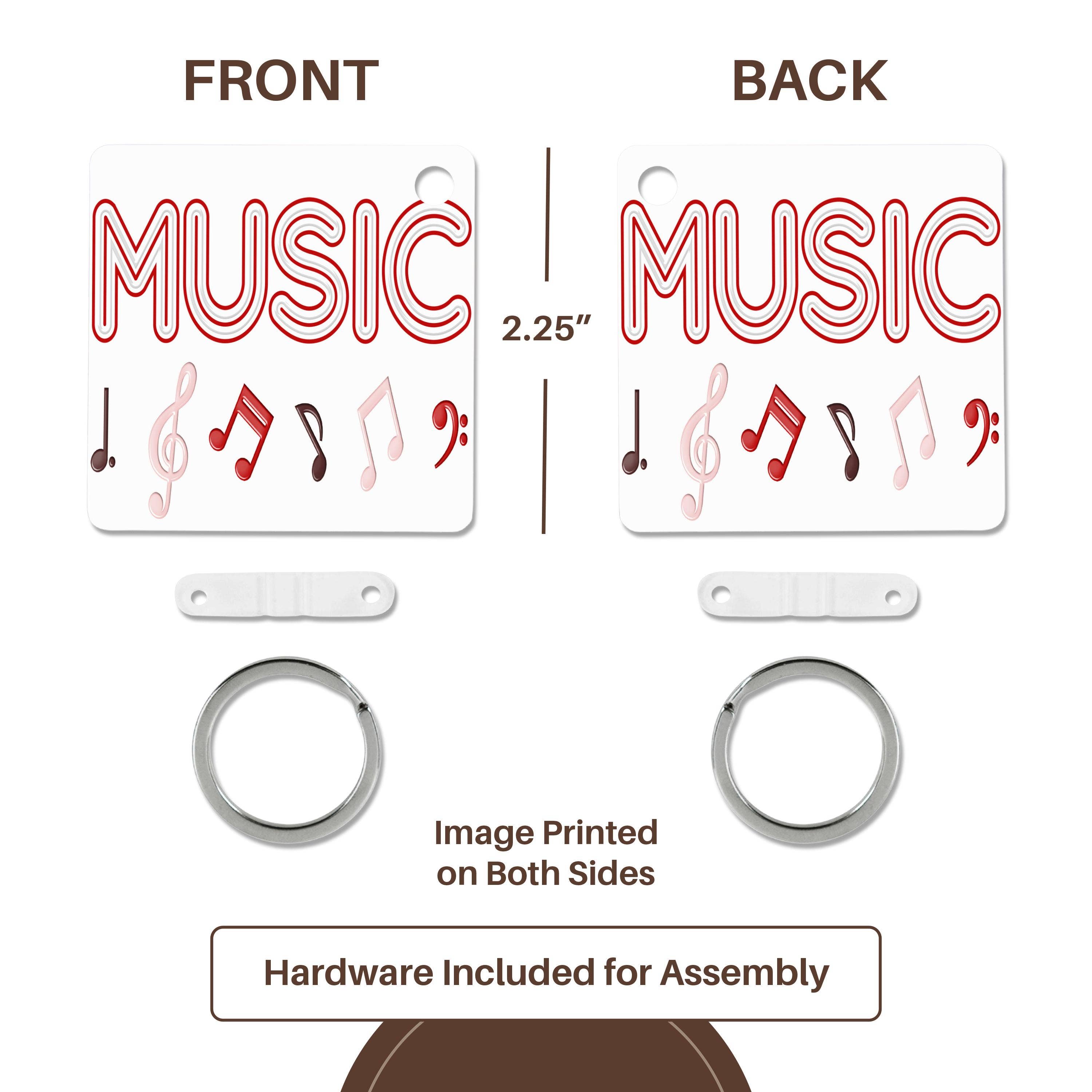 3dRose - Wholesale Keychain - Unisex - 3dRose, Music With Musical Notes Illustration, Key Chain4