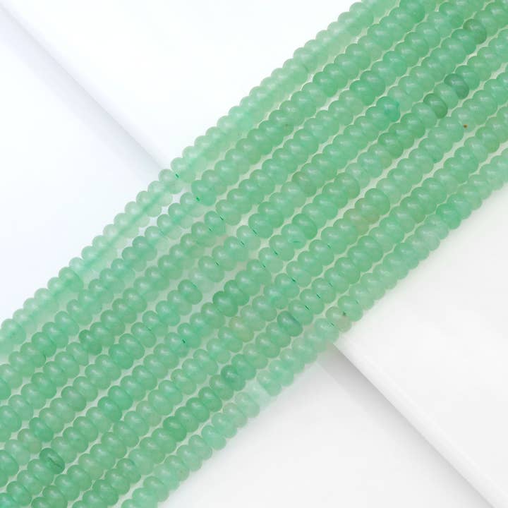 Green Aventurine Smooth Rondelle Beads, Sku#U1783 for wholesale by BestBeads&Beyond