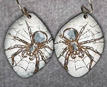 Reclaimed Woodworks Home Decor - Wholesale Dangle Earrings - Hand painted Wood Spider Earrings