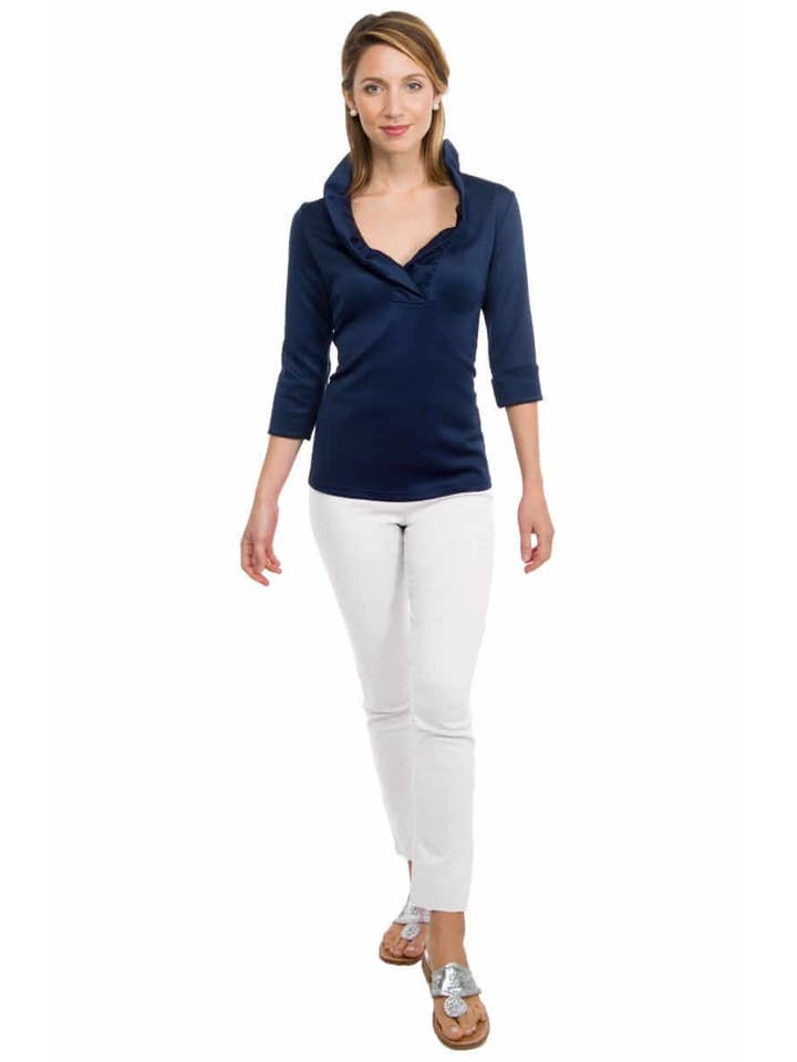 Gretchen Scott LLC - Vente Chemisier – femme - Haut Ruffneck Jersey - Uni15