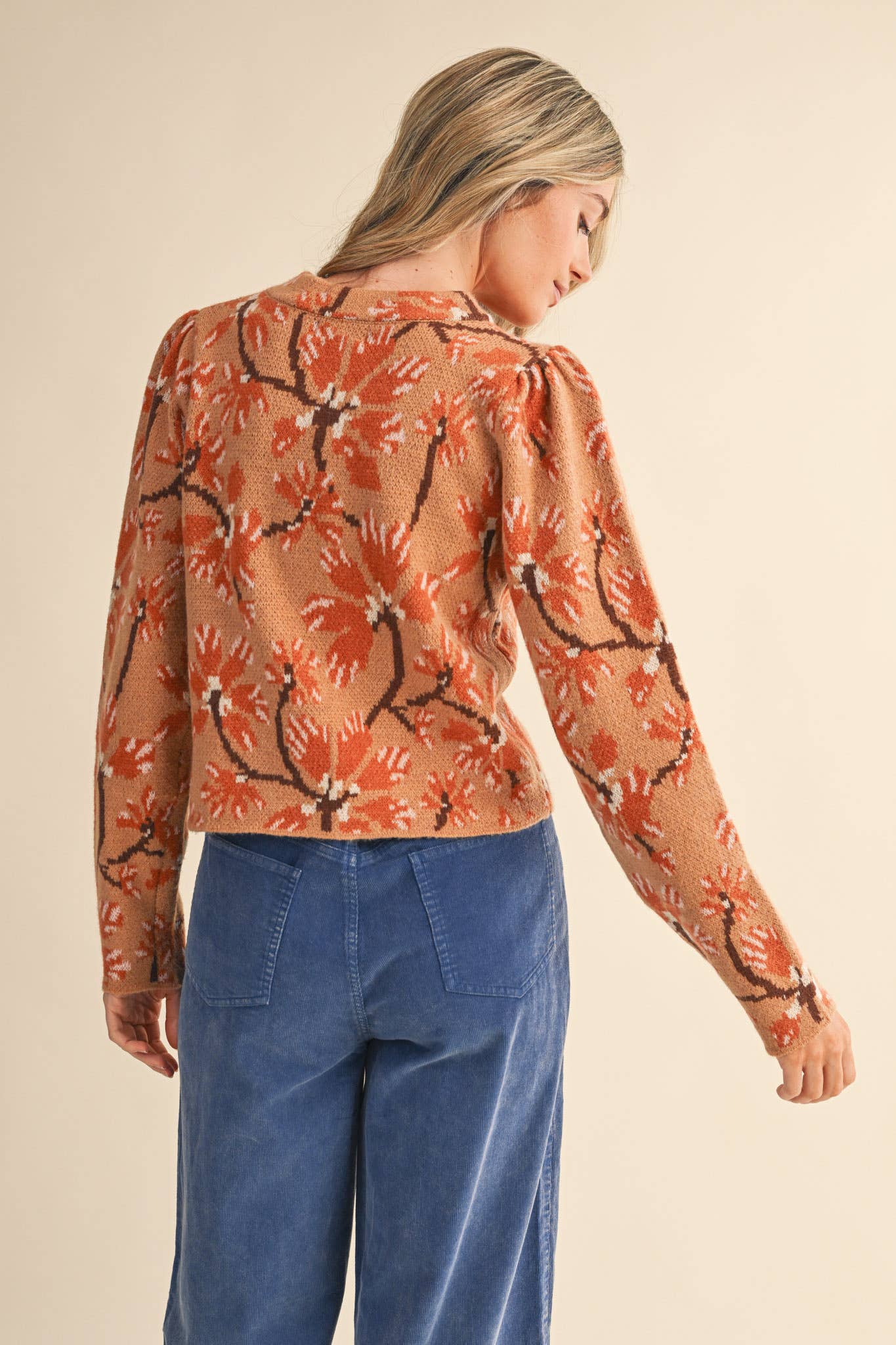 &MERCI - Wholesale Knit Sweater - Women's - FLORAL MOCK NECK SWEATER MSW111018