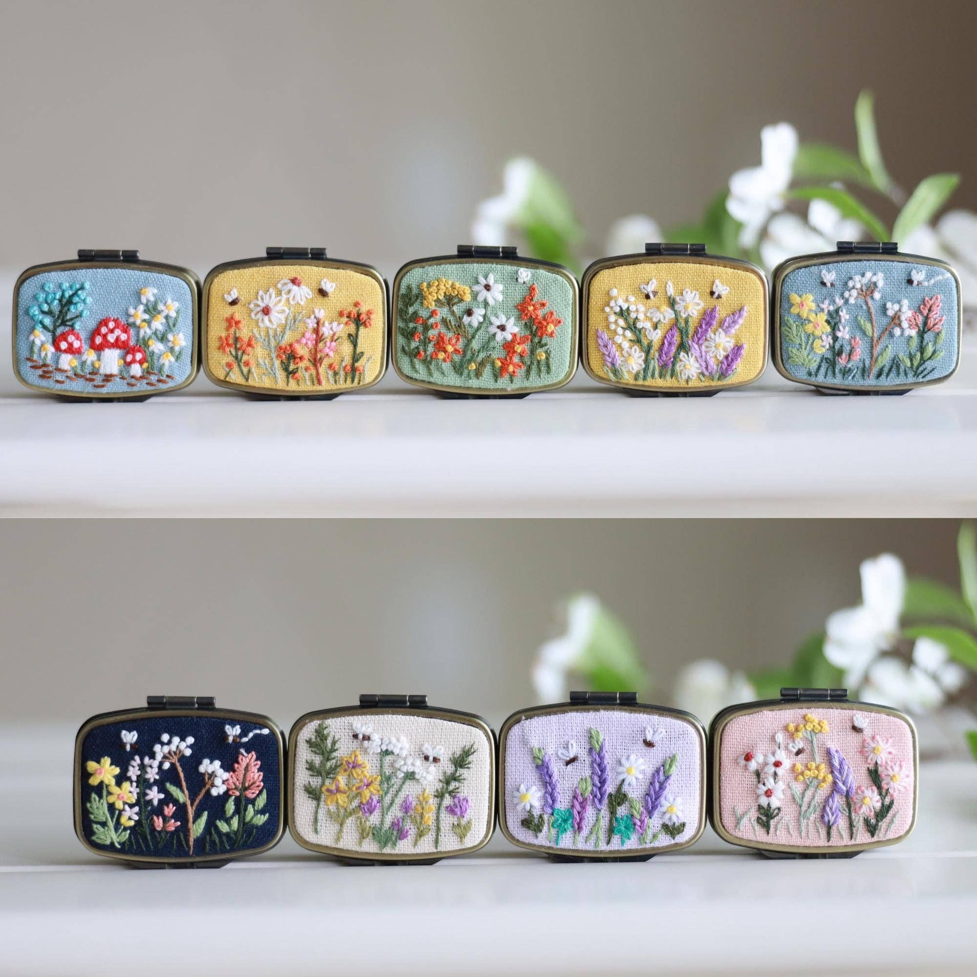 Finer Embroidery - Wholesale Jewelry Box/Organizer - Mini Floral Embroidered Jewelry Box with Mirror6