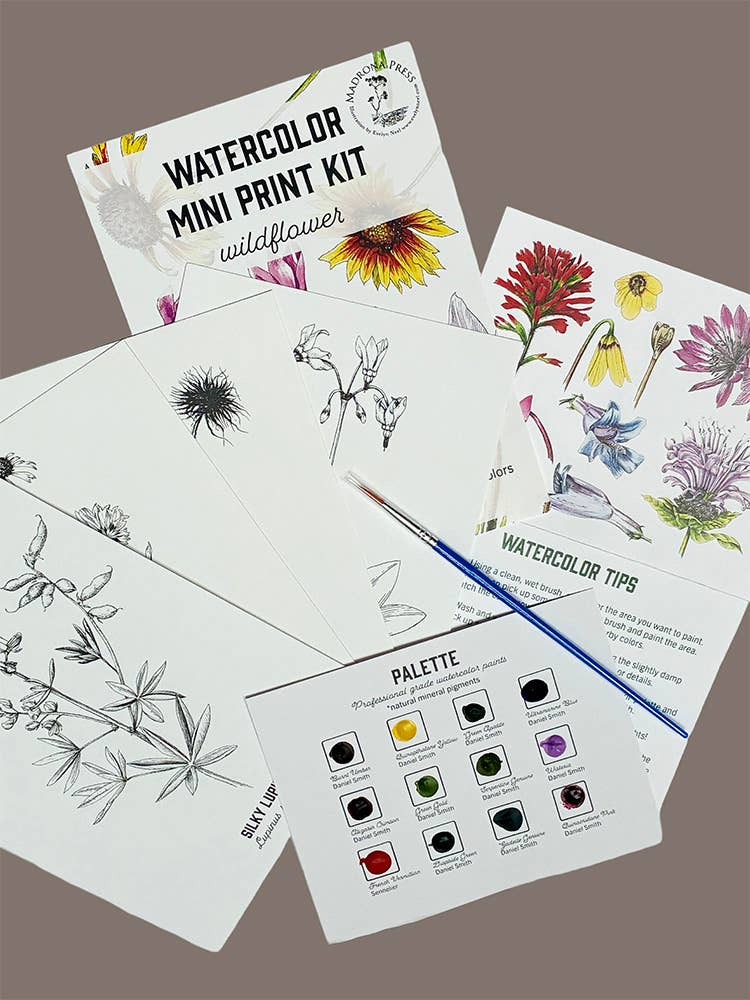 Madrona Press - Wholesale DIY Craft Kit - Watercolor Mini Print Kit - Wildflowers2
