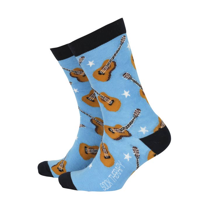 Smiling Faces - Wholesale Socks - Men's - Acoustic Guitars - Men's Bamboo Socks0