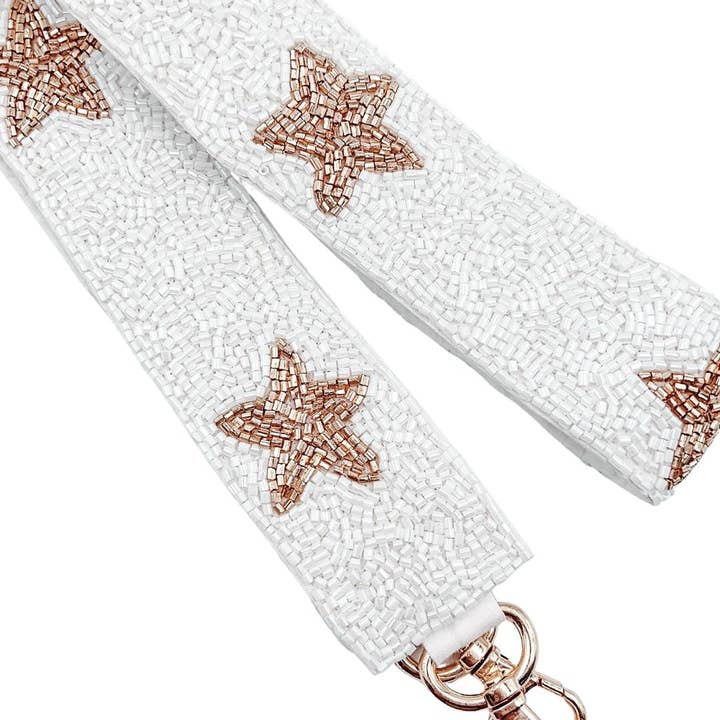 White/Gold Star Beaded Strap for wholesale by Treasure Jewels Inc.
