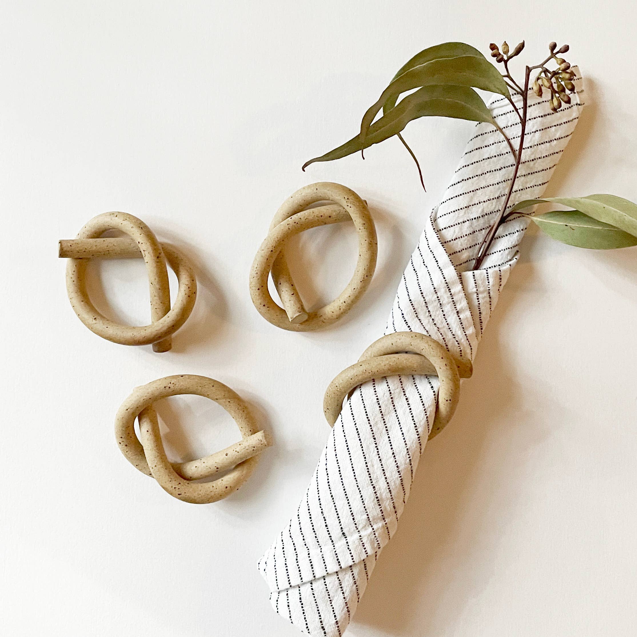 Sunday Studio - Wholesale Napkin Ring - Hand-rolled Ceramic Knot Napkin Rings Set of 42