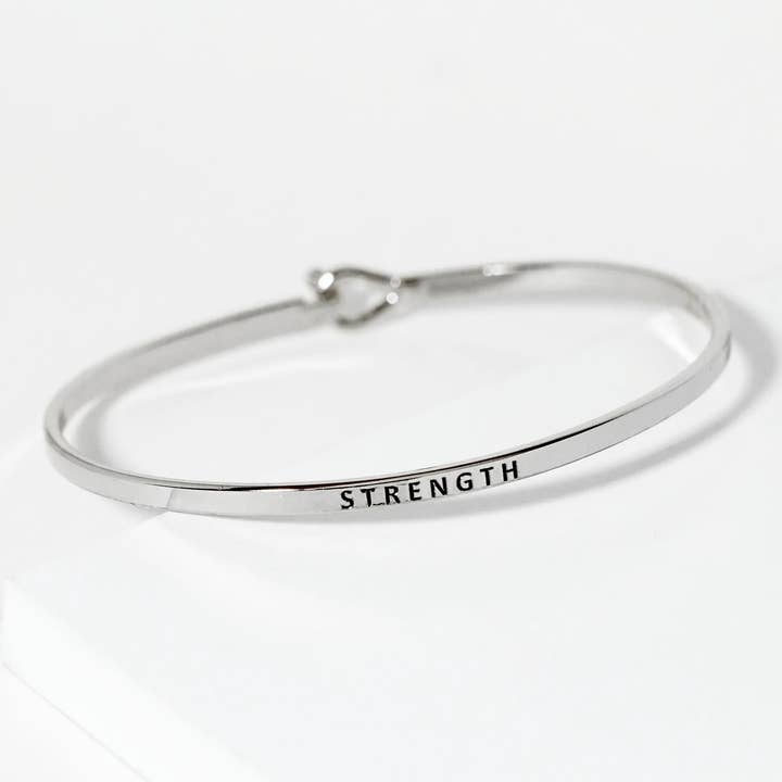 Wild Honey - Wholesale Bangle Bracelet - Strength Engraved Inspirational Bangle Bracelet