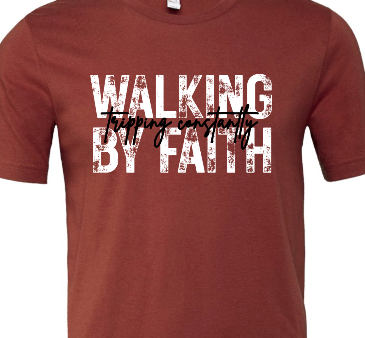 Kiki's Boutique - Wholesale Screen Printed T-Shirt - Women's - Walking By Faith Tripping Constantly Tee4