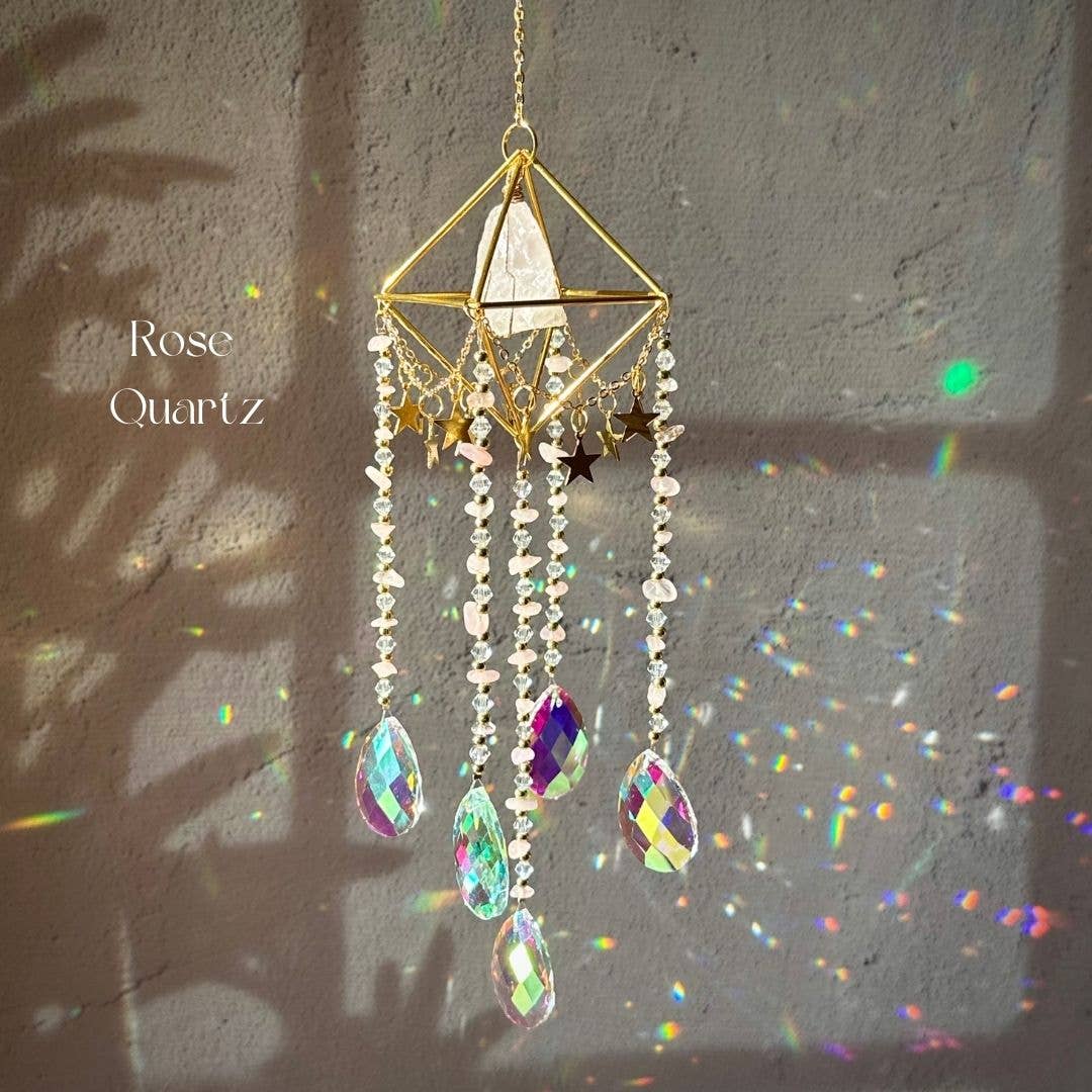 LilAryenne | Jewelry & Suncatchers – wholesale Suncatcher – Crystal Aura Suncatcher: Amethyst, Citrine, Rose Quartz, Fluorite - Gift10