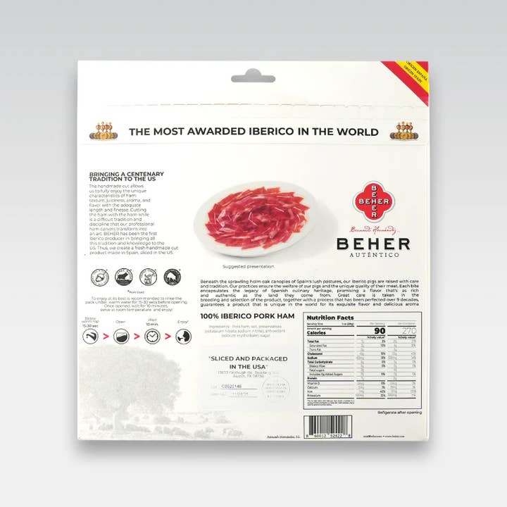 BEHER USA - Wholesale Ham - 100% iberico Jamón Plate 3oz (Retail packaging)7