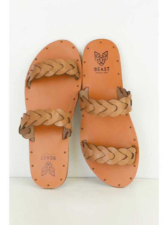 Black ELI-09 Double Braided Slide Sandals for wholesale on Faire