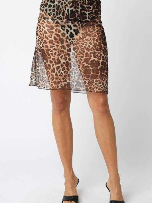 Janae Leopard Mesh Skirt for wholesale by Olivaceous