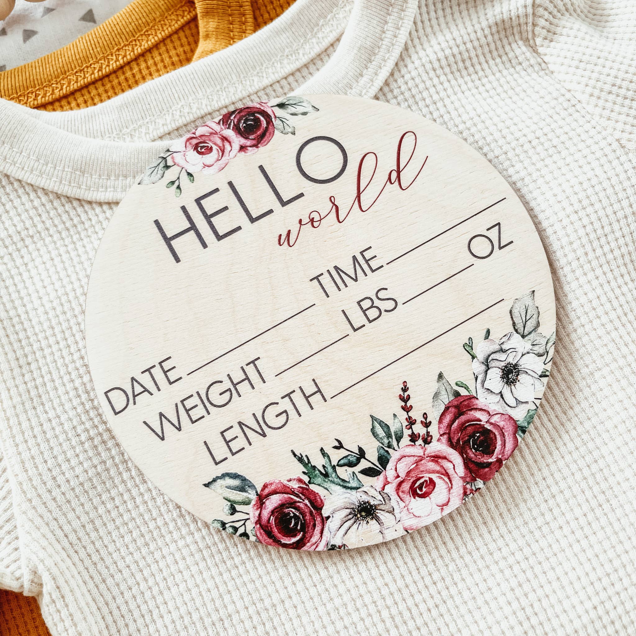 Knotty Design Co. - Wholesale Milestone Art/Keepsake - Kids & Baby - Baby Birth Announcement Sign - Wooden Light Pink Floral1