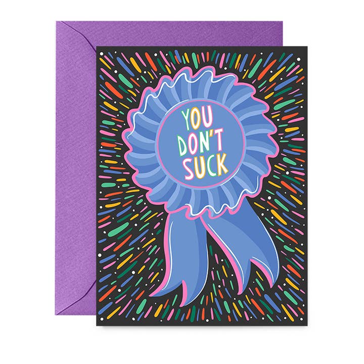 You Don't Suck Blue Ribbon Card for wholesale by Hello Harlot