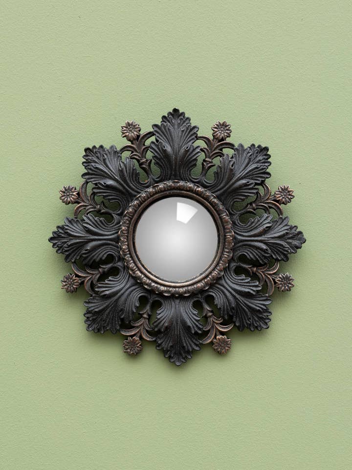 Convex Mirror Black Leaves and Flowers for wholesale by Chehoma USA