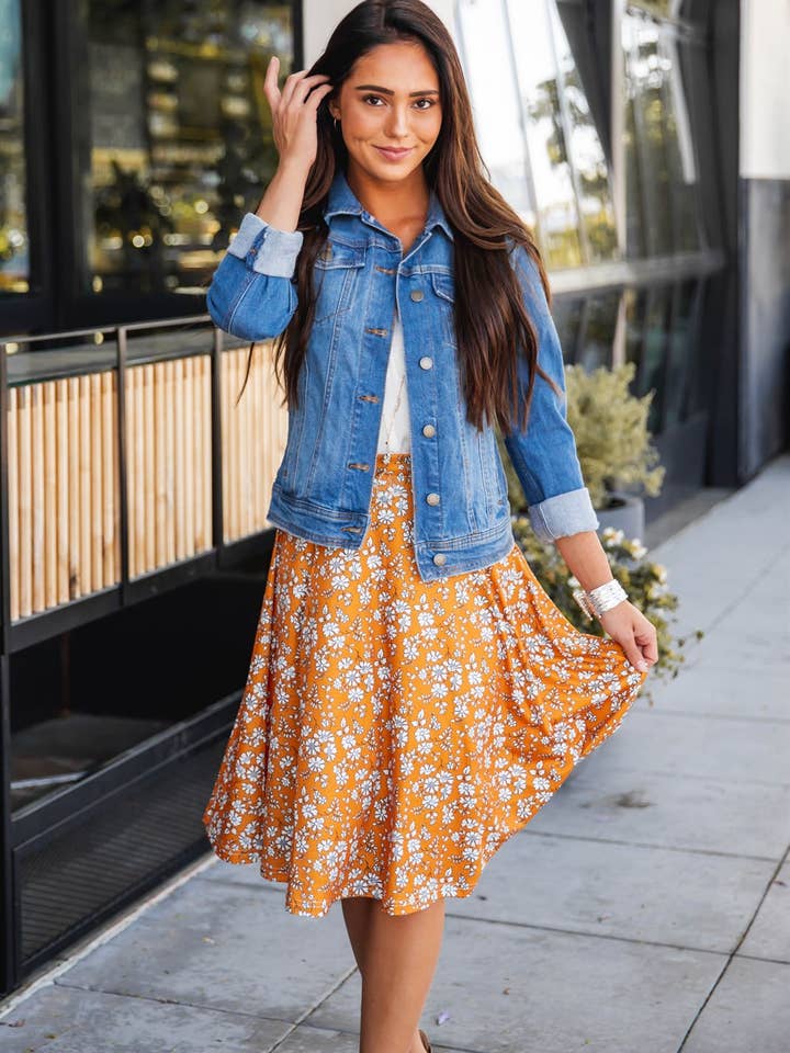 Tickled Teal - Venta al por mayor Falda - Mujer - Falda Laura de estampado floral14