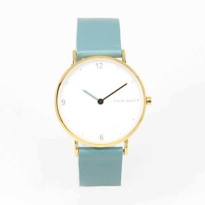 Reloj turquesa/blanco y dorado para venta al por mayor de Chikiboom