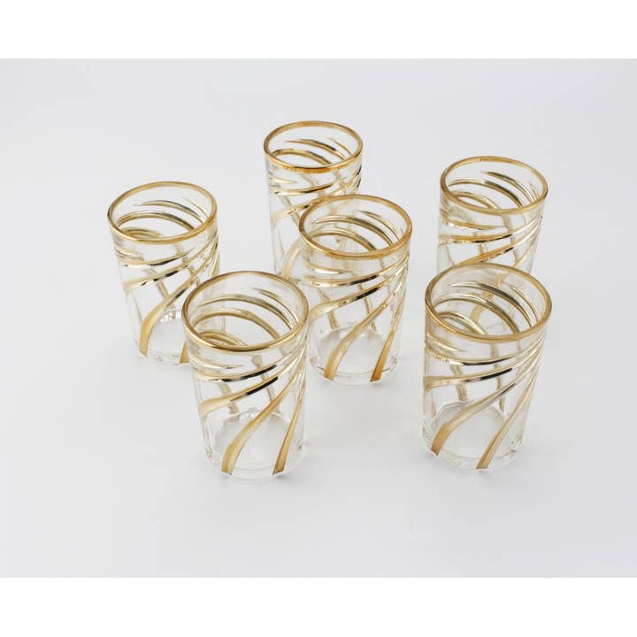 AULICA - Wholesale Coffee/Tea Cup - Golden Spiral Tea Cups - Set of 62