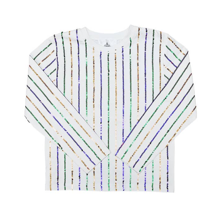 Belle Cher - Wholesale Shirt - Women's - Mardi Gras Striped Long Sleeve