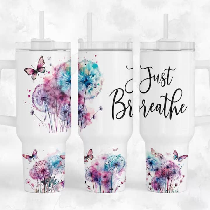 Just Breathe 40oz Tumbler with Handle for wholesale by JAC Wholesale