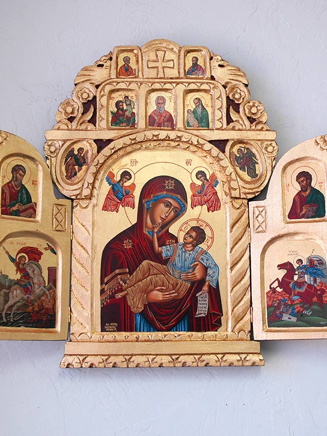 GTRE4A- Icona greca, Madonna per la vendita all'ingrosso da parte di Contreras Designs