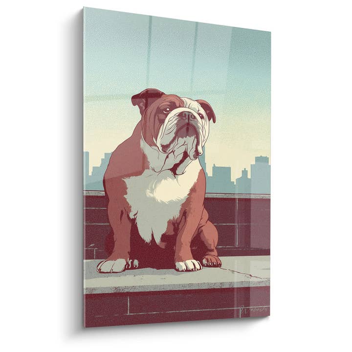 English Bulldog Sitting on Urban Rooftop - City Vision - English Bulldog Edition for wholesale by Walensky